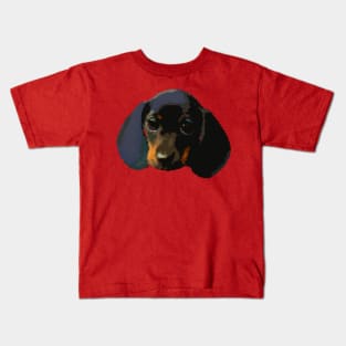 Dachshund puppy head pixel art Kids T-Shirt